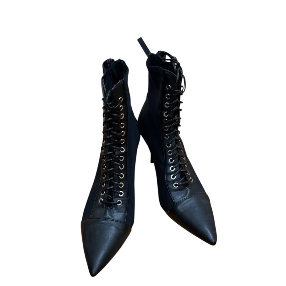 Zara Black Lace-Up Ankle Boots